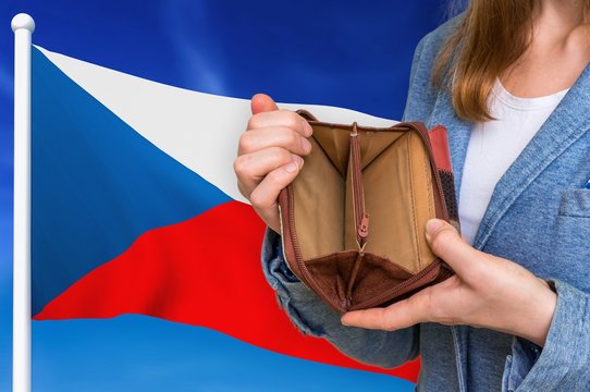 Poor person with empty wallet in Czech Republic - Powered by Adobe