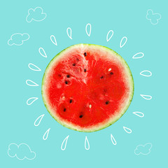 Creative idea layout fresh Watermelon slice. Minimal idea business creative concept.