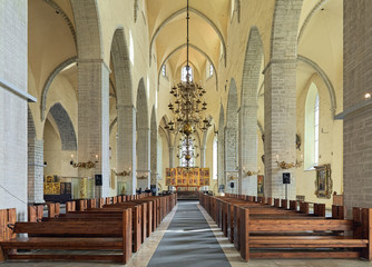 Interior of St. Nicholas Church (Niguliste kirik) in Tallinn, Estonia. The church was founded and...