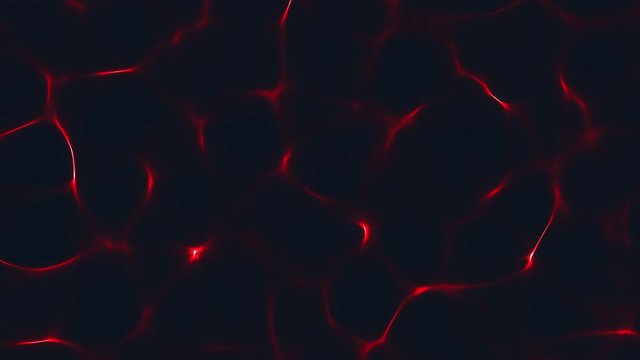 Animation of red waves on a black background. Fractal moving waves