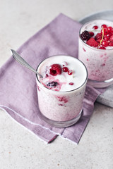 Chia seed pudding with berries.