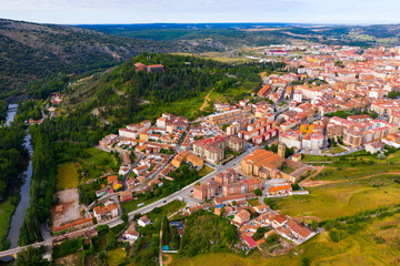 Fototapeta na wymiar View from drone of Soria cityscape