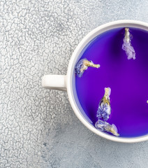 Butterfly pea flower blue tea. Healthy detox herbal drink