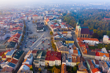 Panoramic view from above on the city Jihlava