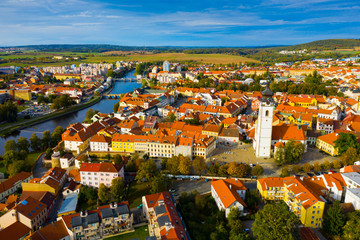 Fototapeta na wymiar Aerial view on the city Pisek