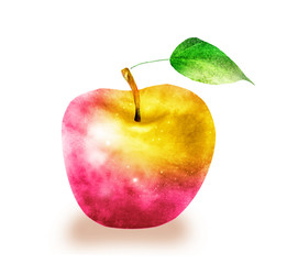 Watercolor apple on white