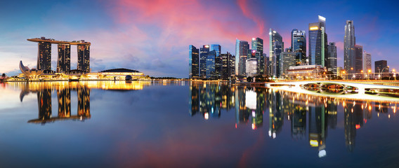 Singapore city skyline at night