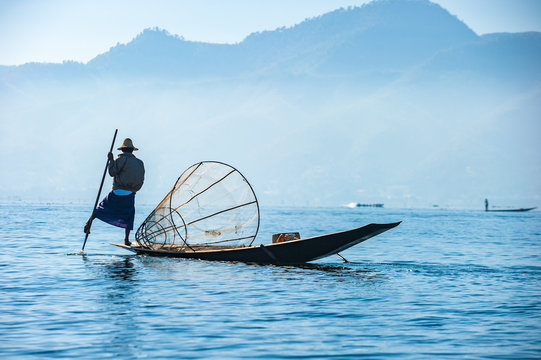 Fishermen at Inle lake, Shan State, Myanmar