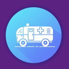 Ambulance car icon.Outline medical van. Flat vector illustration. 