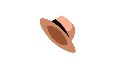 brown fedora hat icon logo design illustration