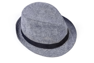 Cotton men's hat in fedora style on white background