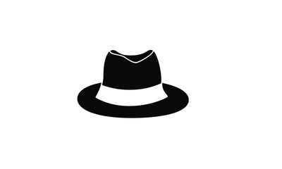 black fedora hat icon logo design illustration