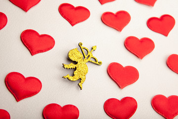 cupid heart white leather background