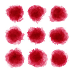 Set of red watercolor brush stroke isolated on white background.