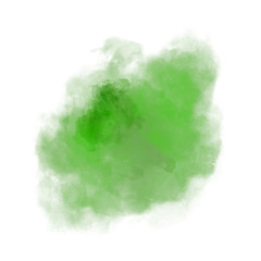 Abstract green watercolor brush stroke isolated on white background.