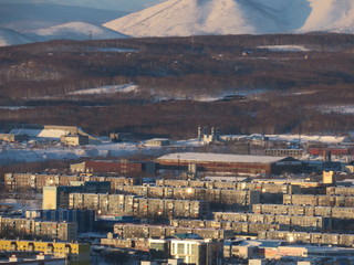 Petropavlovsk-Kamchatsky cityscape. Far East, Russia.