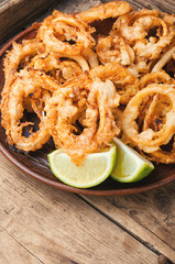 Crispy fried squid rings