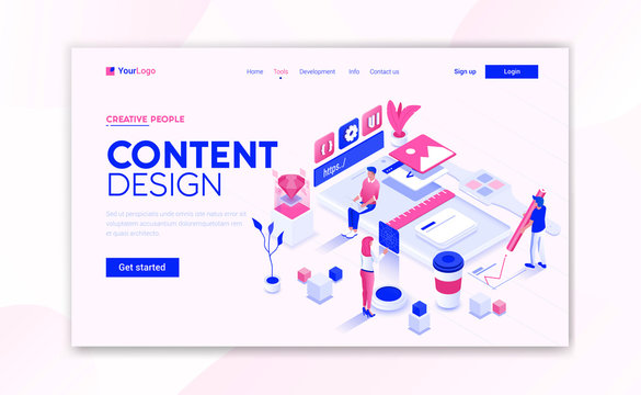 Flat Modern design of website template - Content Design