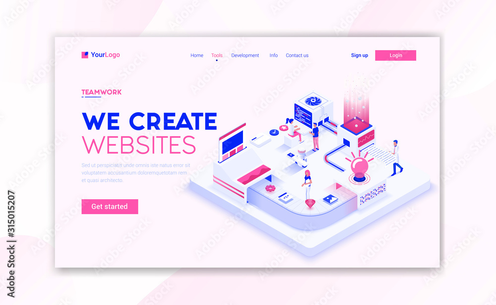 Poster flat modern design of website template - we create websites
