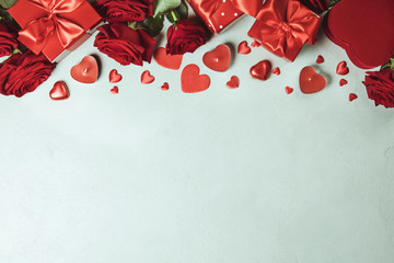 Valentine's day background, flat lay