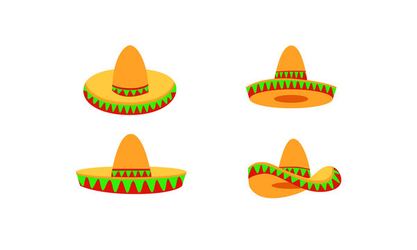 set of Sombrero hat color logo icon design illustration