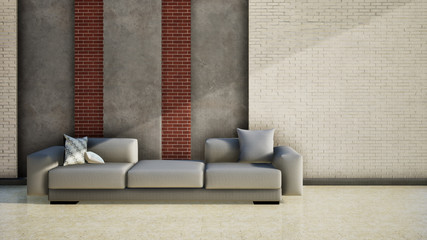 living room interior with modern loft style wall, 3d rendering background