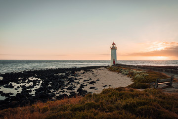 Lighthouse at a colorful sunrise