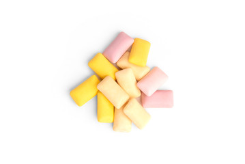 Color fruit gum isolated on white background.