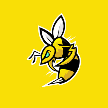 angry bee mascot logo design