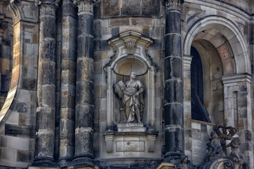 Details of the architecture of the restored cathedral, Dresden, Germany