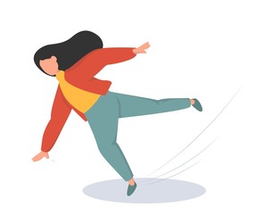 Fototapeta premium Woman falling on the wet floor. Injury and accident. Isolated vector illustration in flat style.