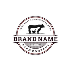 vintage livestock logo design, vector concept illustration