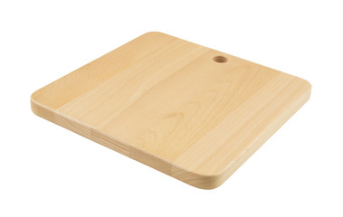 Brown kitchen cutting board isolated on white 