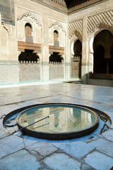 The courtyard of Al-Attarine Madrasa  in the médina  of Fes-Morocco