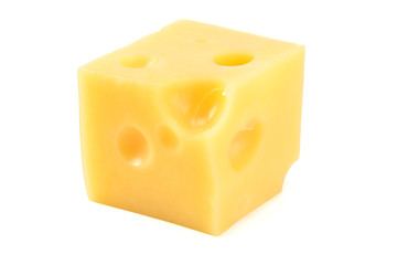 piece of cheese isolated on white background. macro