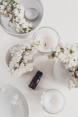 White lilac and scented candles