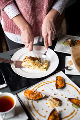 delicious pizza seafood restaurant cafe mouth-watering hot plate hands