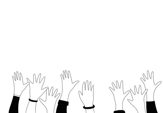 doodle of hands up.Hand Drawn sketch style of Human hands clapping ovation.Applause hand draw.Vector EPS 10