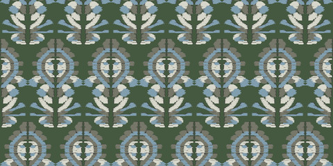 Abstract embroidery seamless ikat pattern