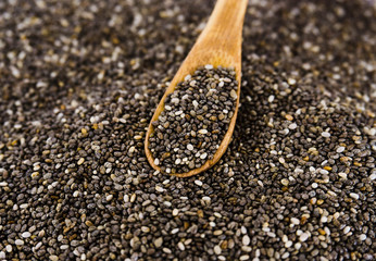 Composition with chia seeds with wood spoon