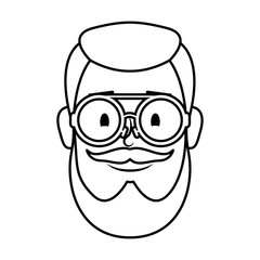 Obraz na płótnie Canvas young man head with beard and eyeglasses