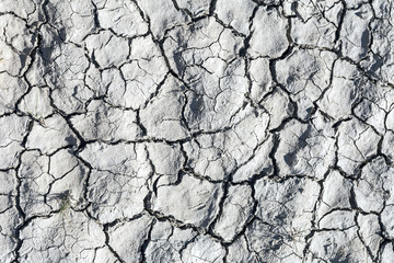 view of deep cracks on earth from lack of moisture due to climate warming on Earth