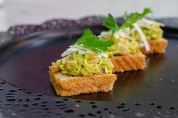 Traditional mexican homemade guacamole sauce