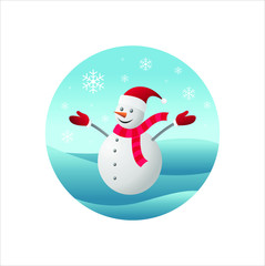 Snowman vector illustration logo concept