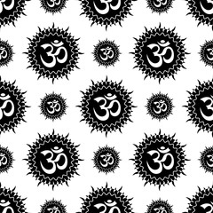 Aum (Om) The Holy Motif Seamless Pattern
