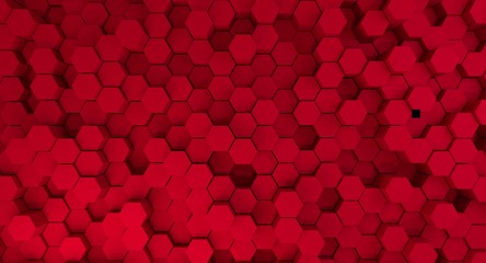 Abstract geometric hexagonal red background. 3d rendering