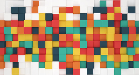 3d square mosaic. Vintage colorful texture. 3D renred illustration.