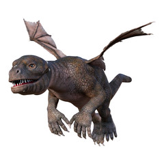 3D Rendering Fairy Tale Dragon on White