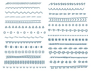 Hand drawn doodle lines collection. Ink pen brushes, underline pencil strokes, drawing dividers