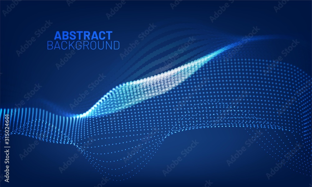 Poster futuristic 3d wave abstract background. wavy line dots. technology concept. big data vector illustra